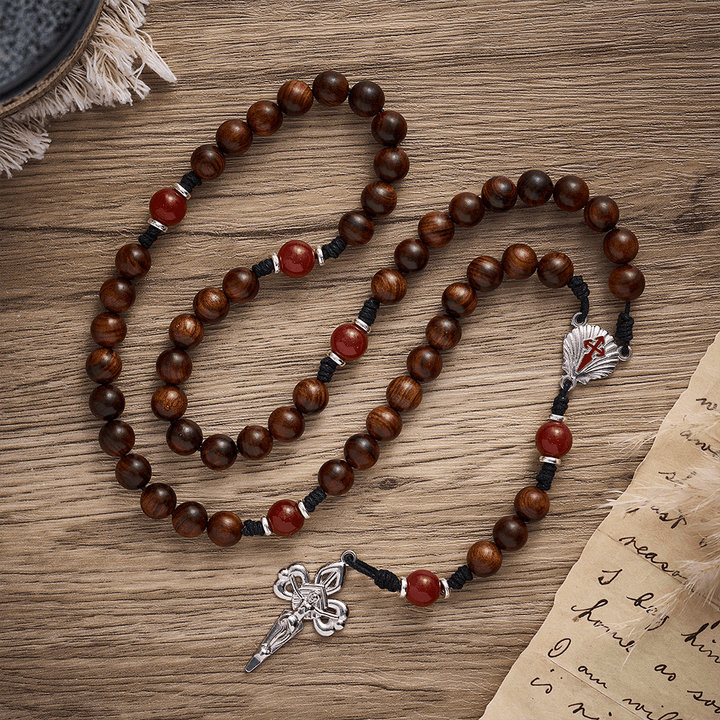 SolaceBeads Black Rosewood Rosary with Scallop Medal &amp; Santiago Crucifix: Rooted in Pilgrimage Faith - image 7