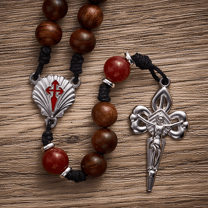 SolaceBeads Black Rosewood Rosary with Scallop Medal &amp; Santiago Crucifix: Rooted in Pilgrimage Faith - image 3
