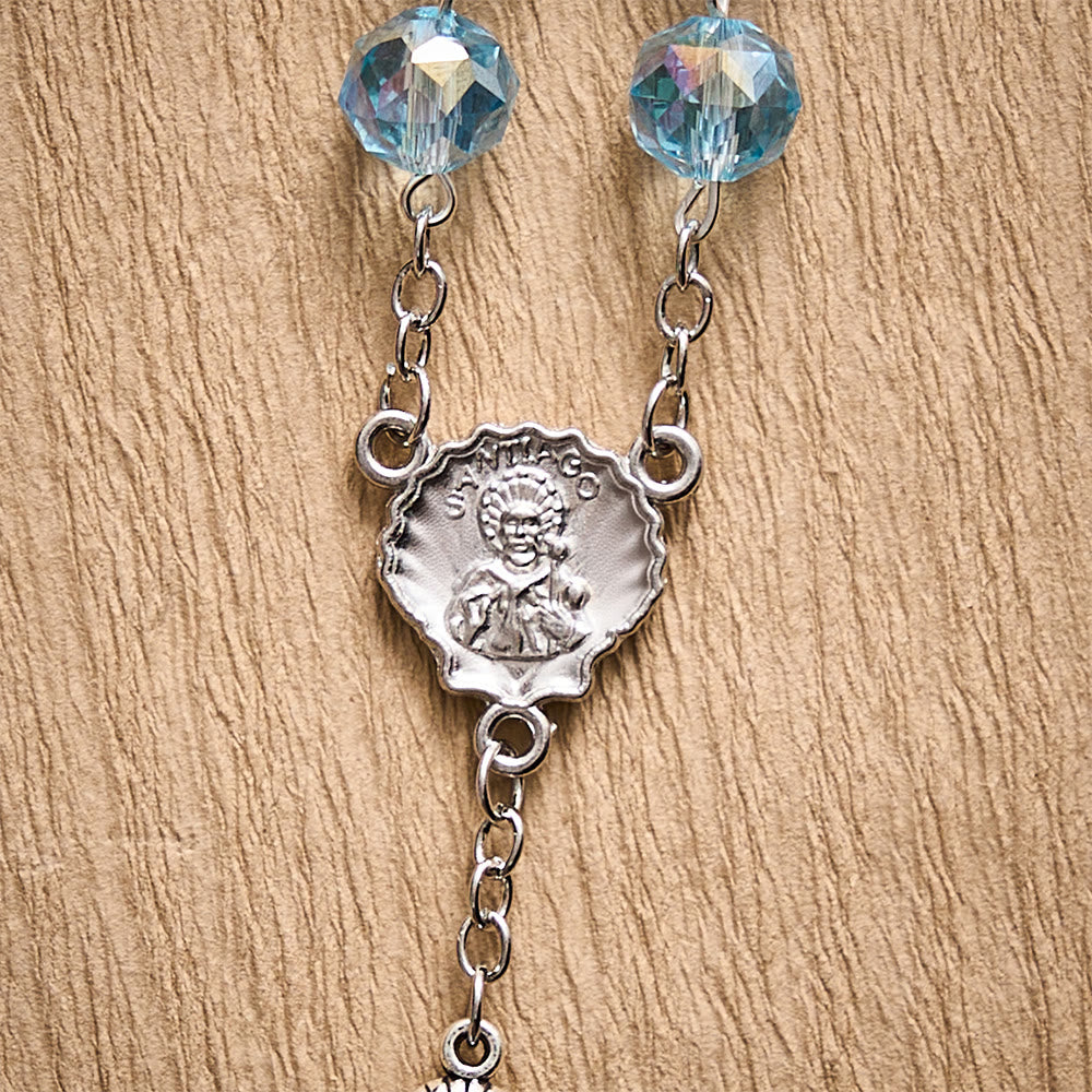 SolaceBeads Pale Crystal Rosary, Shell Spacers, St. James Set: Faithful Steadfast Daily Devotion - image 5