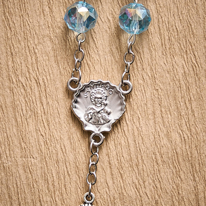 SolaceBeads Pale Crystal Rosary, Shell Spacers, St. James Set: Faithful Steadfast Daily Devotion - image 5