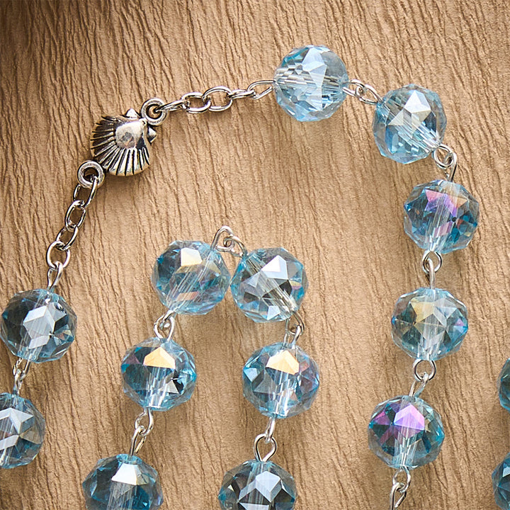 SolaceBeads Pale Crystal Rosary, Shell Spacers, St. James Set: Faithful Steadfast Daily Devotion - image 4