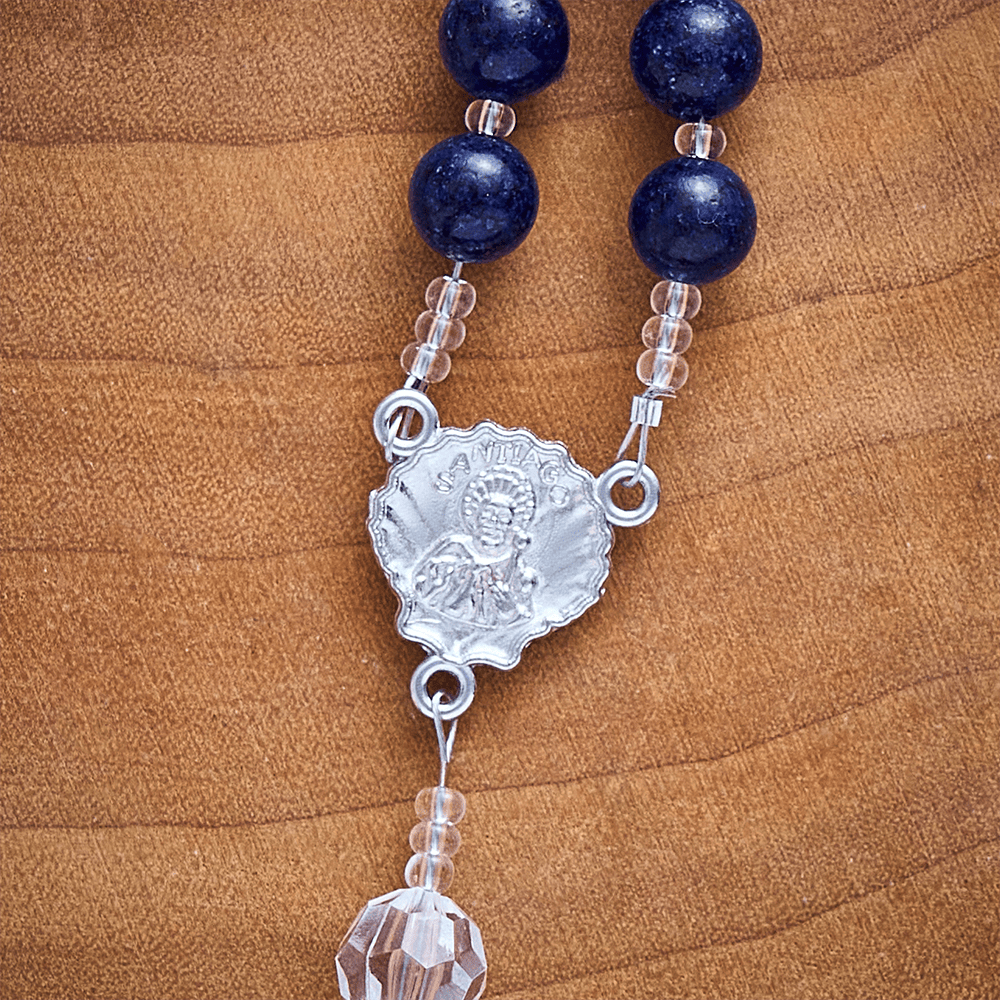 Solacebeads Lapis Lazuli Rosary With Scallop Medal &amp; Santiago Crucifix: Pilgrimage Night Sky Series - image 4