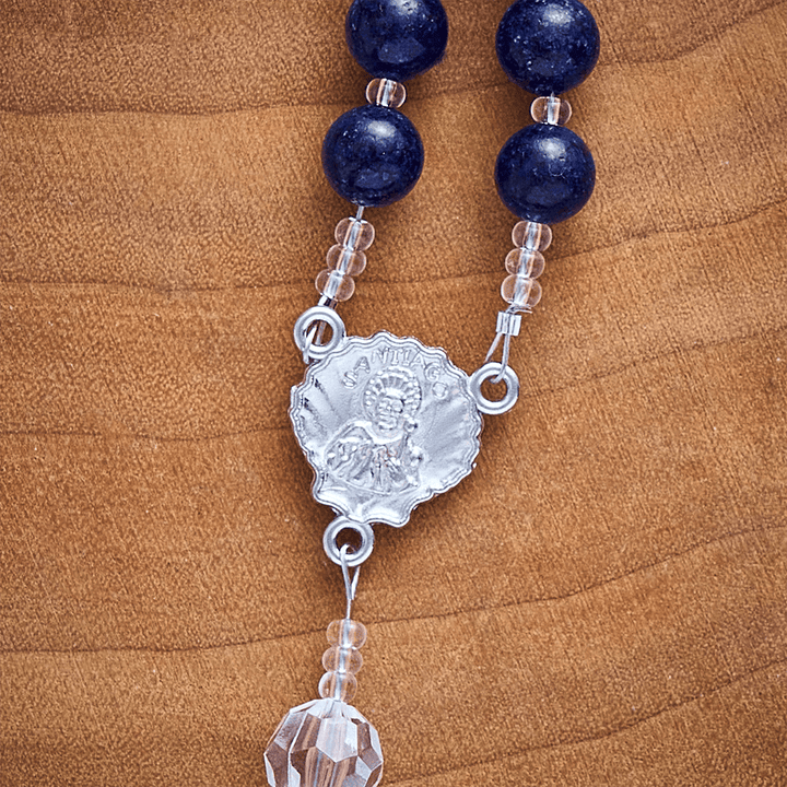 Solacebeads Lapis Lazuli Rosary With Scallop Medal &amp; Santiago Crucifix: Pilgrimage Night Sky Series - image 4