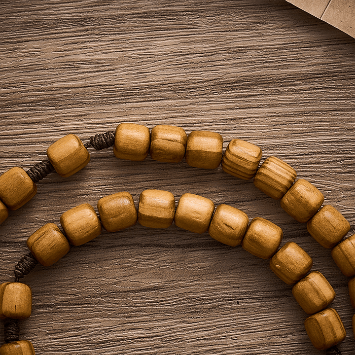 Solacebeads Natural Barrel Wood Rosary With Medal &amp; Crucifix: Rooted In St. Benedict Protection - image 2