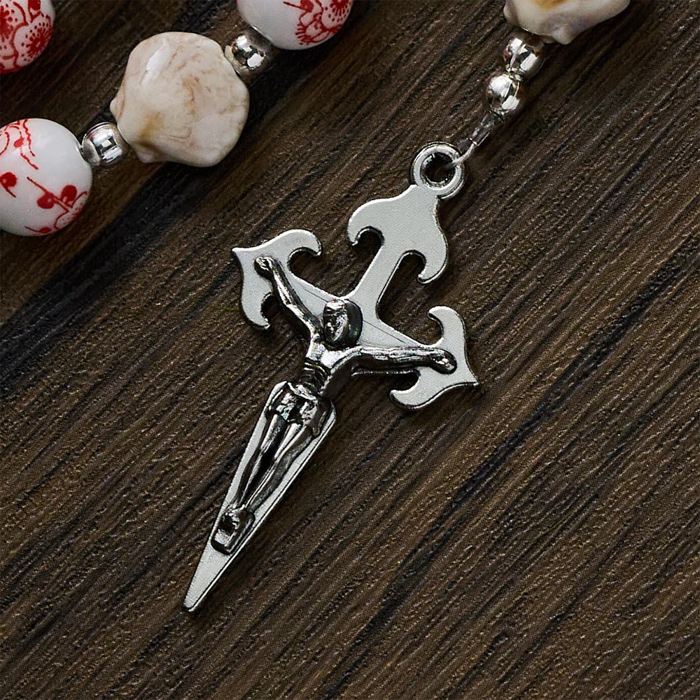 SolaceBeads Floral Ceramic Rosary, Shell Accents, St. James Set: Soft Tender Daily Devotion - image 7