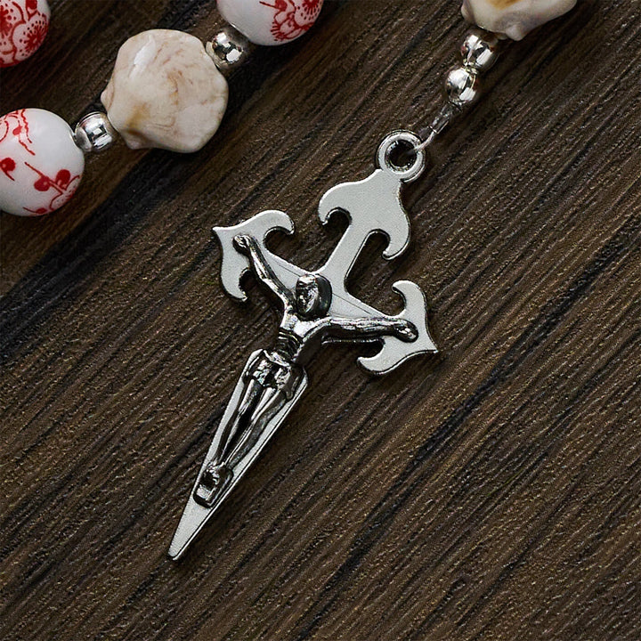 SolaceBeads Floral Ceramic Rosary, Shell Accents, St. James Set: Soft Tender Daily Devotion - image 7
