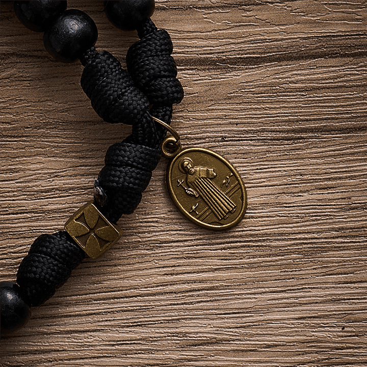 SolaceBeads Black Wood Paracord Rosary with Medal &amp; Crucifix: Rooted in St. Benedict Protection - image 3