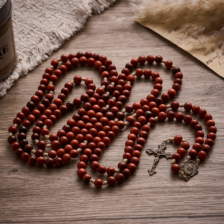 Solacebeads Red Padauk Wood 15/20 Decade Rosary With Baroque Crucifix: Rooted In Gentle Devotion - image 3