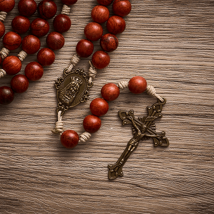 Solacebeads Red Padauk Wood 15/20 Decade Rosary With Baroque Crucifix: Rooted In Gentle Devotion - image 2