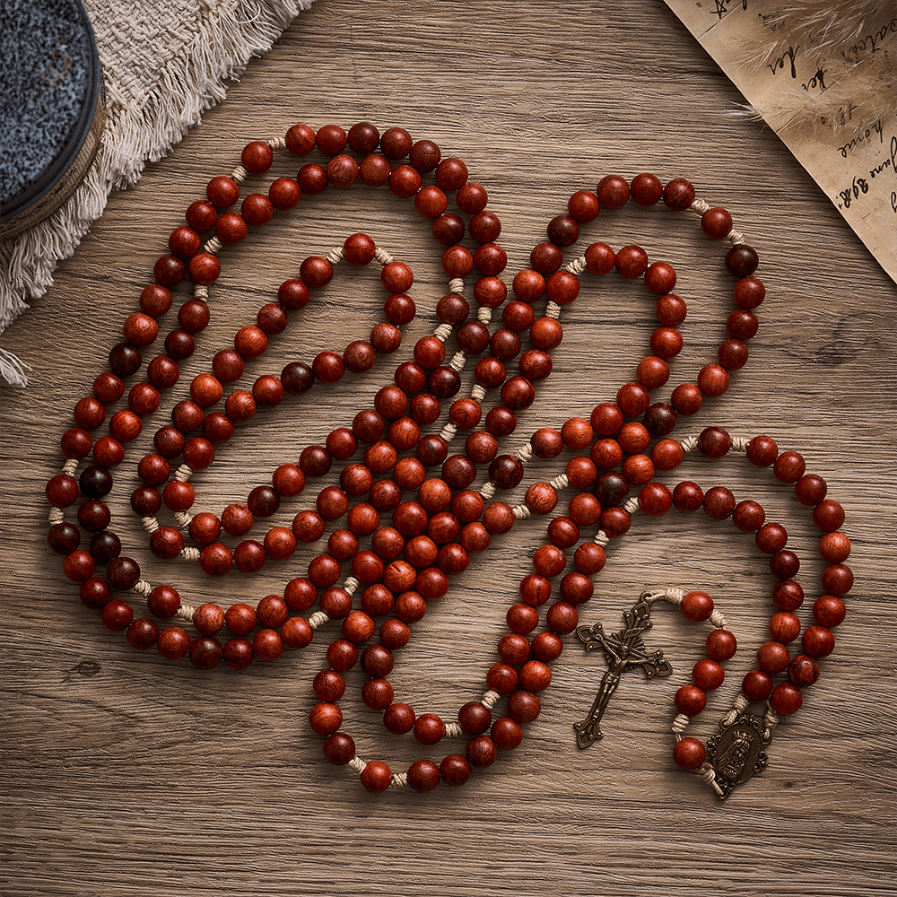 Solacebeads Red Padauk Wood 15/20 Decade Rosary With Baroque Crucifix: Rooted In Gentle Devotion - image 4