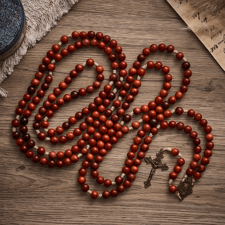 Solacebeads Red Padauk Wood 15/20 Decade Rosary With Baroque Crucifix: Rooted In Gentle Devotion - image 4