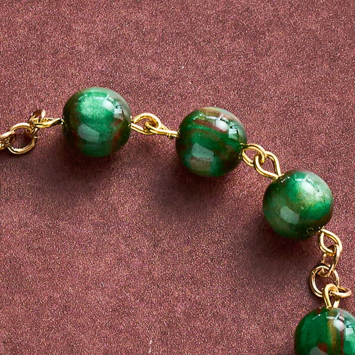 Solacebeads Shimmer Green Marbled Rosary Chaplet With Medal &amp; Crucifix: Rooted In St. Jude Devotion - image 1