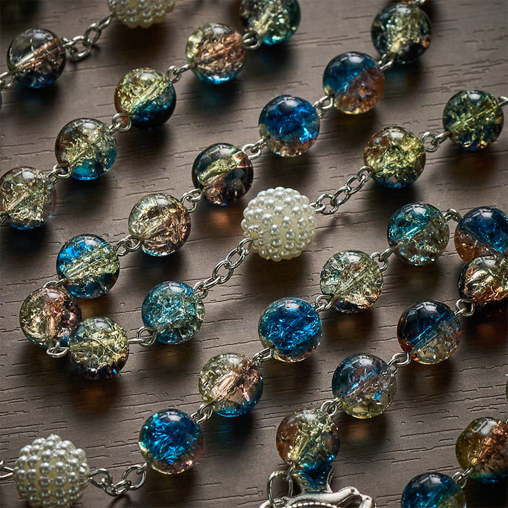 SolaceBeads Devotional Divine Mercy Mixed Blue Glass Rosary Chaplet: Rooted in Peaceful Prayer - image 2