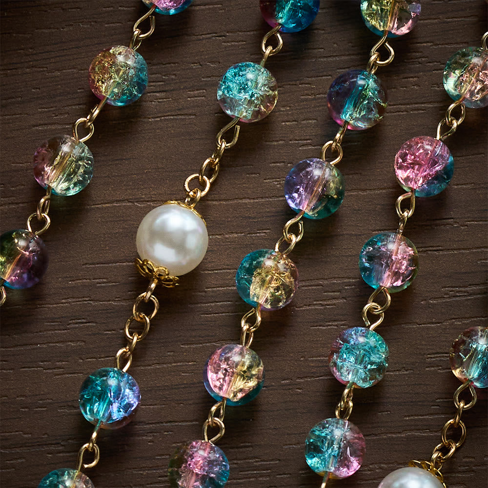 SolaceBeads Pastel Unicorn-Toned Glass Rosary with Gold Crucifix: Rooted in Gentle Marian Blessing - image 2