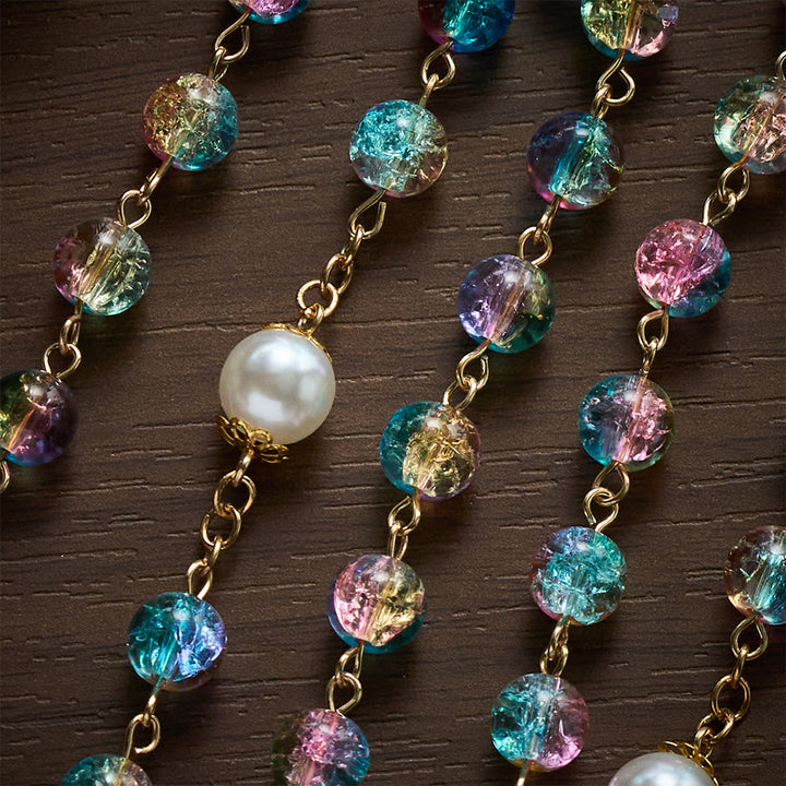 SolaceBeads Pastel Unicorn-Toned Glass Rosary with Gold Crucifix: Rooted in Gentle Marian Blessing - image 2