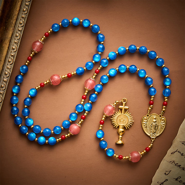 SolaceBeads Star Artistic Rosary, Red Stone Accents, Madonna &amp; Chalice: Bright Radiant Daily Devotion - image 3