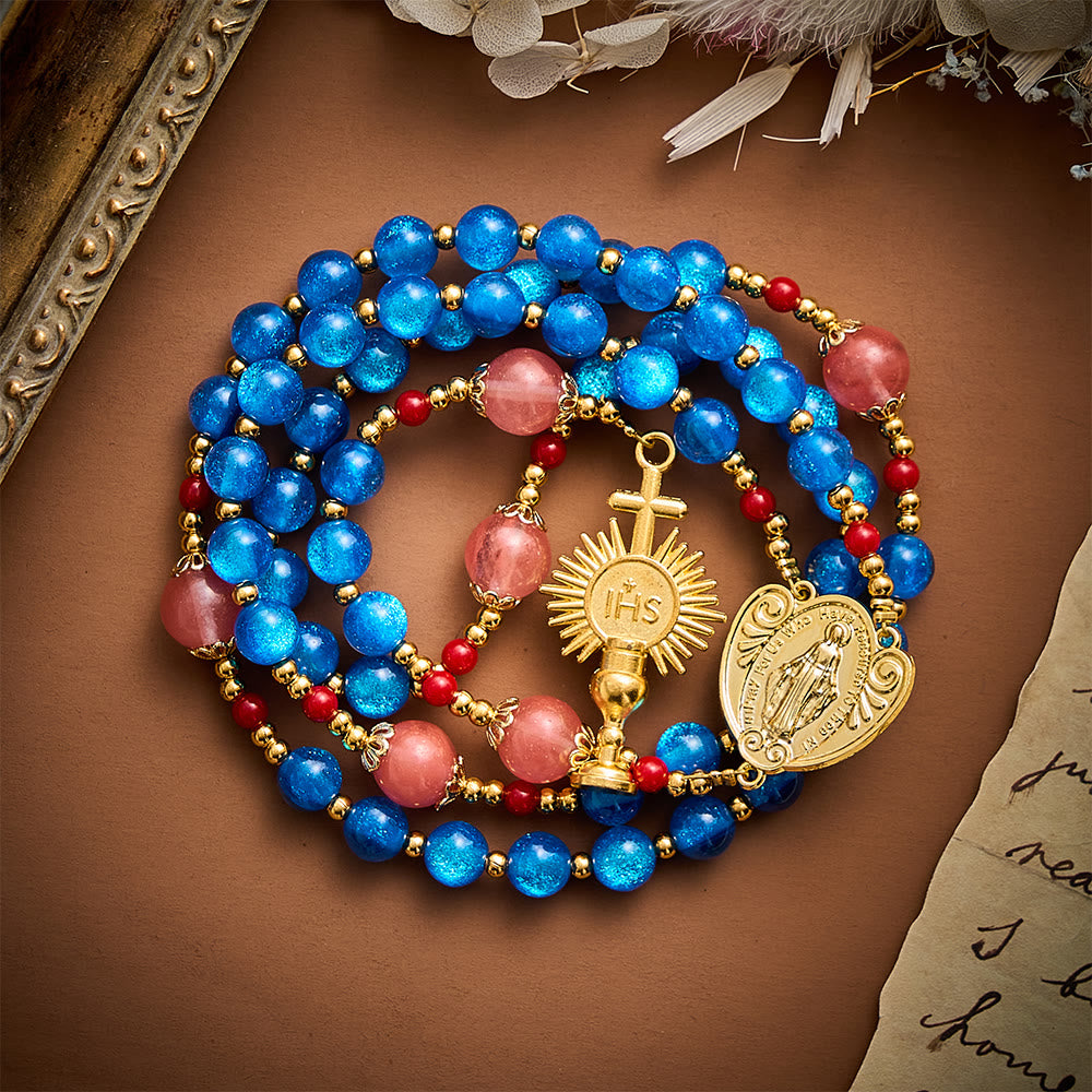 SolaceBeads Star Artistic Rosary, Red Stone Accents, Madonna &amp; Chalice: Bright Radiant Daily Devotion - image 8