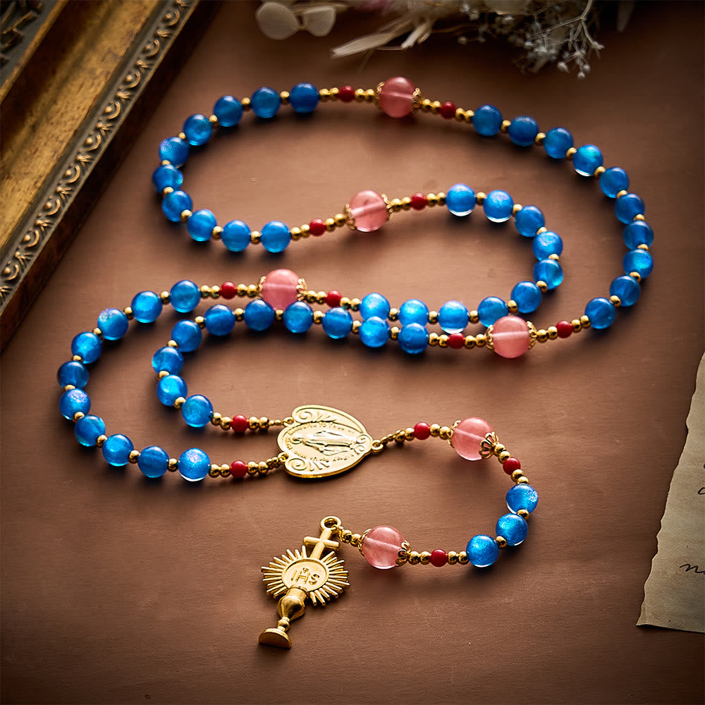 SolaceBeads Star Artistic Rosary, Red Stone Accents, Madonna &amp; Chalice: Bright Radiant Daily Devotion - image 9