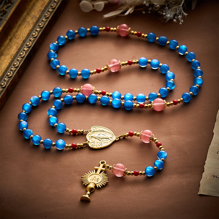 SolaceBeads Star Artistic Rosary, Red Stone Accents, Madonna &amp; Chalice: Bright Radiant Daily Devotion - image 9