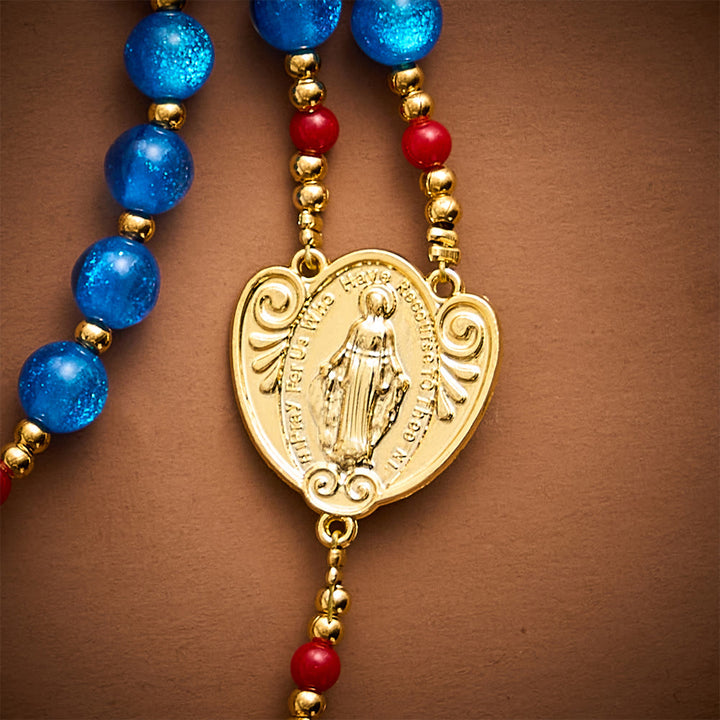 SolaceBeads Star Artistic Rosary, Red Stone Accents, Madonna &amp; Chalice: Bright Radiant Daily Devotion - image 6