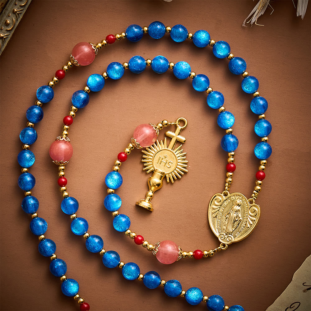 SolaceBeads Star Artistic Rosary, Red Stone Accents, Madonna &amp; Chalice: Bright Radiant Daily Devotion - image 4