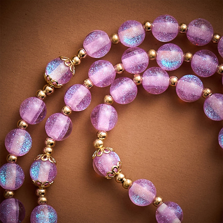 SolaceBeads Pink&amp;Purple Glitter Art Rosary, Heart Madonna, Ornate Cross: Soft Shimmer Daily Devotion - image 4