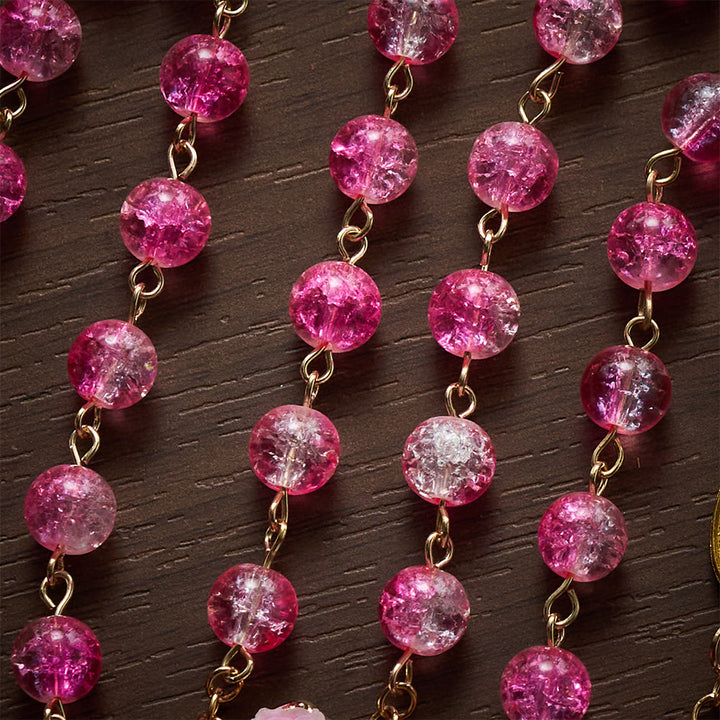 Solacebeads Sparkle Pink Glass Rosary With Sacred Heart Accent: Rooted In Gentle Guadalupe Love - image 2
