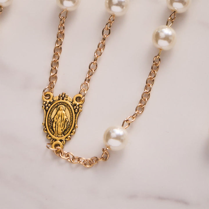 Solacebeads Lustrous White Pearl Wedding Rosary With Marian Medal: Rooted In Sacred Marital Blessing - image 3