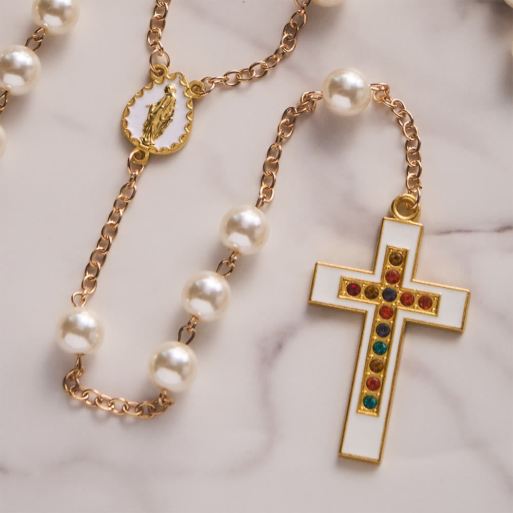 Solacebeads Lustrous White Pearl Wedding Rosary With Marian Medal: Rooted In Sacred Marital Blessing - image 4