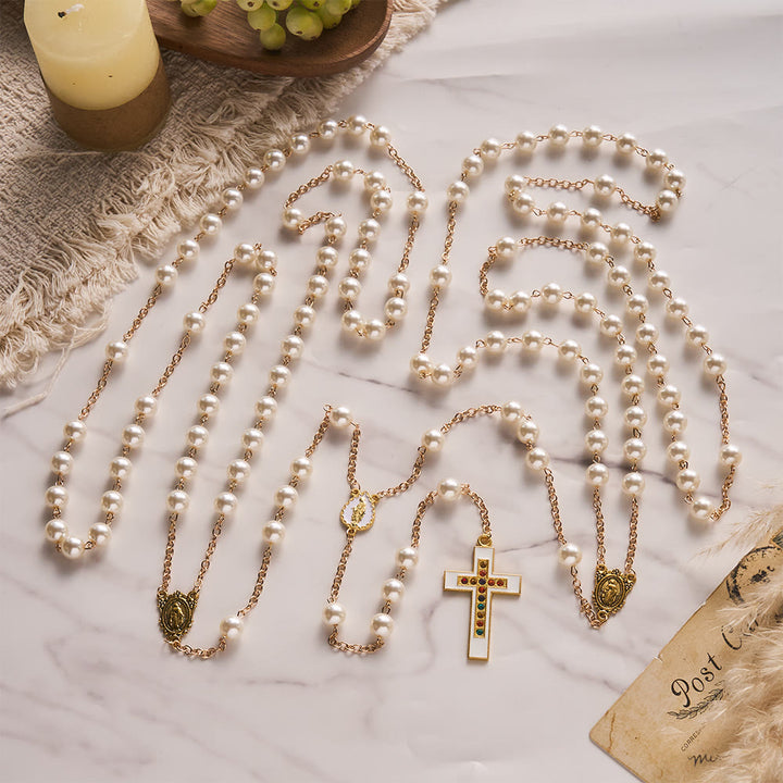 Solacebeads Lustrous White Pearl Wedding Rosary With Marian Medal: Rooted In Sacred Marital Blessing - image 5