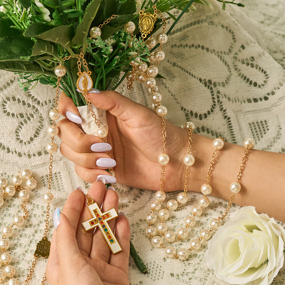 Solacebeads Lustrous White Pearl Wedding Rosary With Marian Medal: Rooted In Sacred Marital Blessing - image 6