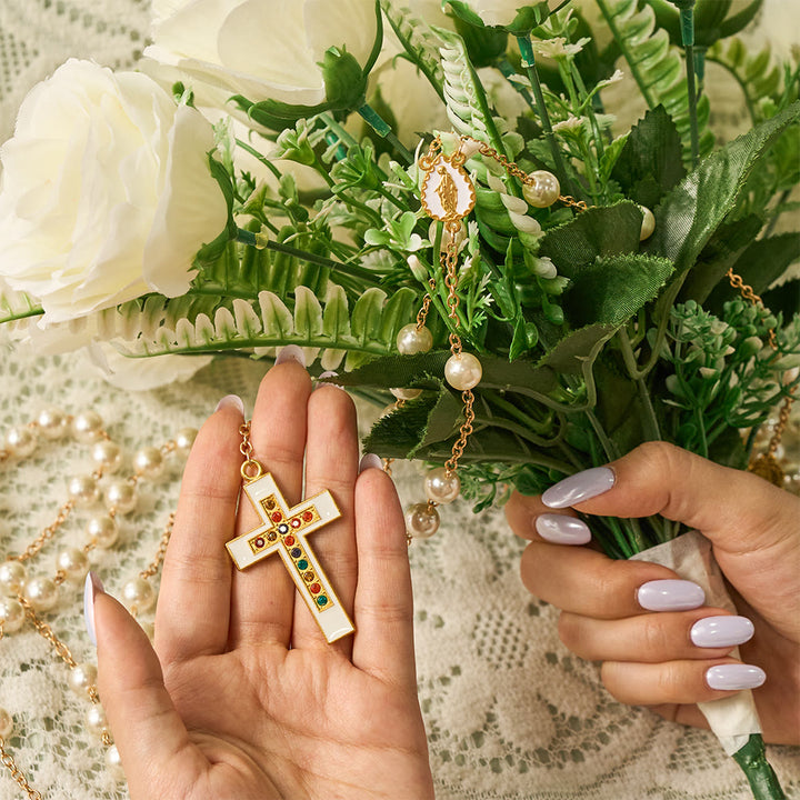 Solacebeads Lustrous White Pearl Wedding Rosary With Marian Medal: Rooted In Sacred Marital Blessing - image 7