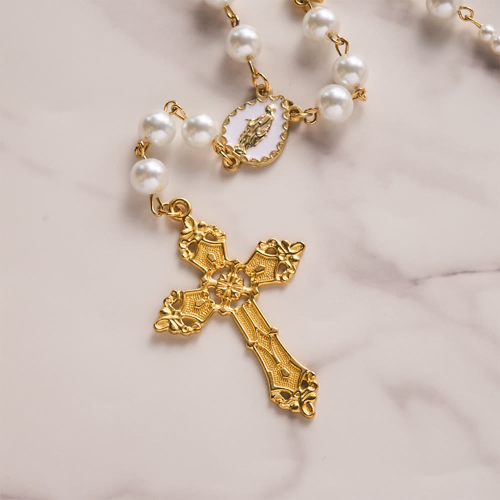 Solacebeads Lustrous White Pearl Wedding Rosary With Chalice Set: Rooted In Sacred Nuptial Devotion - image 4