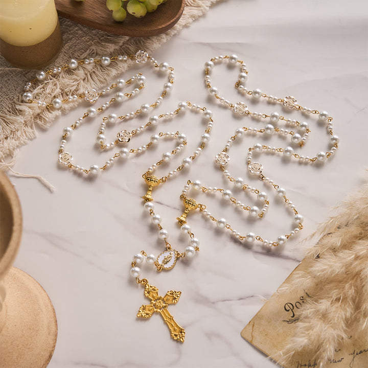 Solacebeads Lustrous White Pearl Wedding Rosary With Chalice Set: Rooted In Sacred Nuptial Devotion - image 5