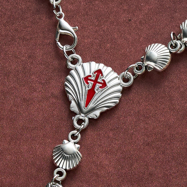 Solacebeads  Silver Alloy Scallop Car Rosary &amp; Santiago Sword Crucifix: Rooted In Pilgrim Devotion - image 3