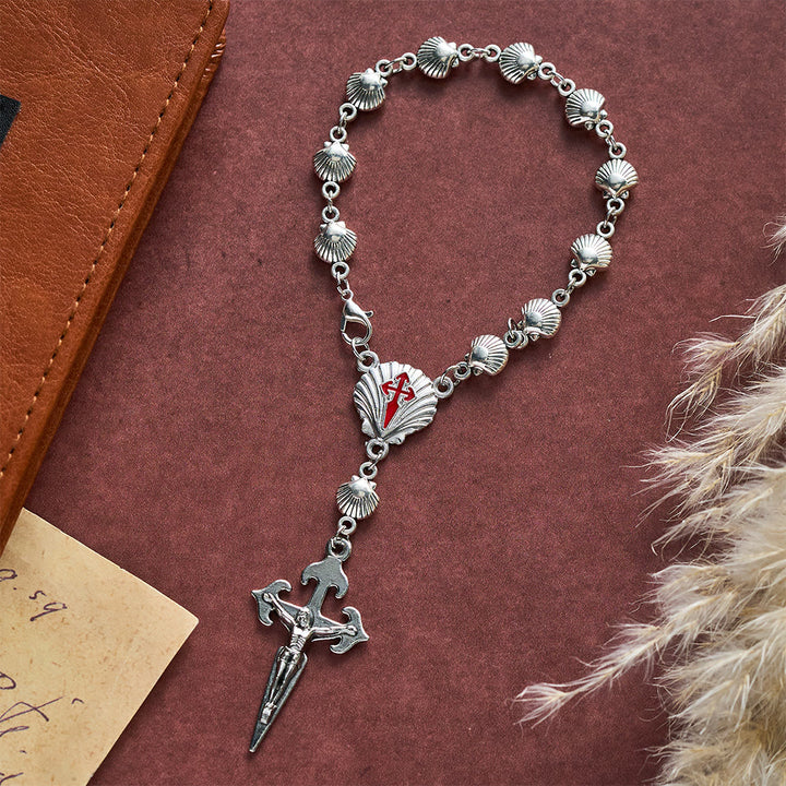 Solacebeads  Silver Alloy Scallop Car Rosary &amp; Santiago Sword Crucifix: Rooted In Pilgrim Devotion - image 5