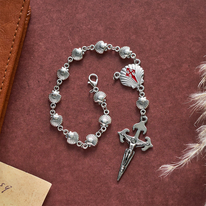 Solacebeads  Silver Alloy Scallop Car Rosary &amp; Santiago Sword Crucifix: Rooted In Pilgrim Devotion - image 5