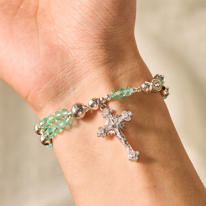 SolaceBeads Clear Crystal Rosary Bracelet With Rhinestone Studded Cross: Sparkling Devotion - image 19