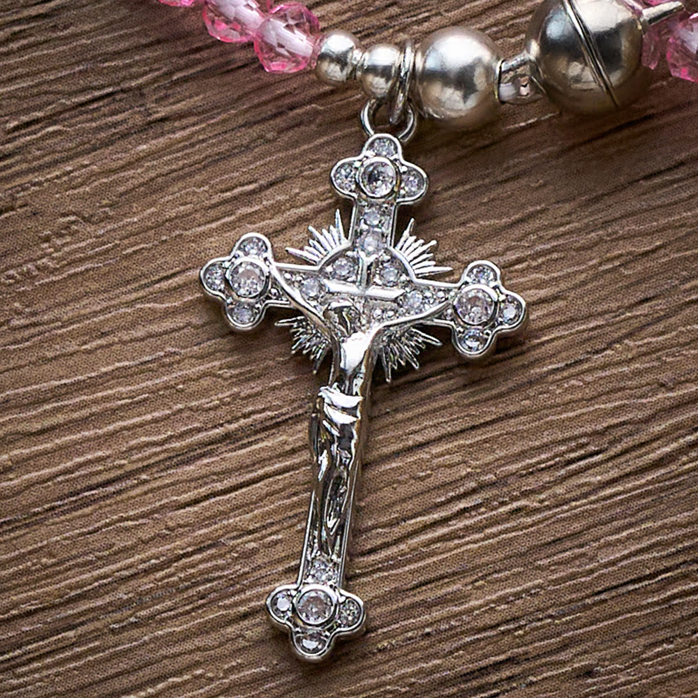 SolaceBeads Clear Crystal Rosary Bracelet With Rhinestone Studded Cross: Sparkling Devotion - image 14