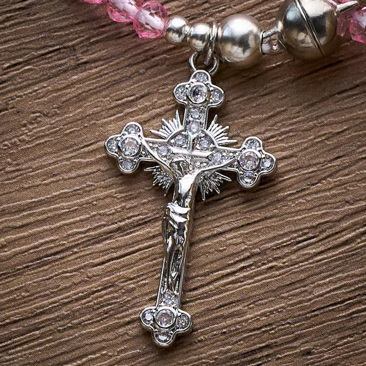 SolaceBeads Clear Crystal Rosary Bracelet With Rhinestone Studded Cross: Sparkling Devotion - image 14