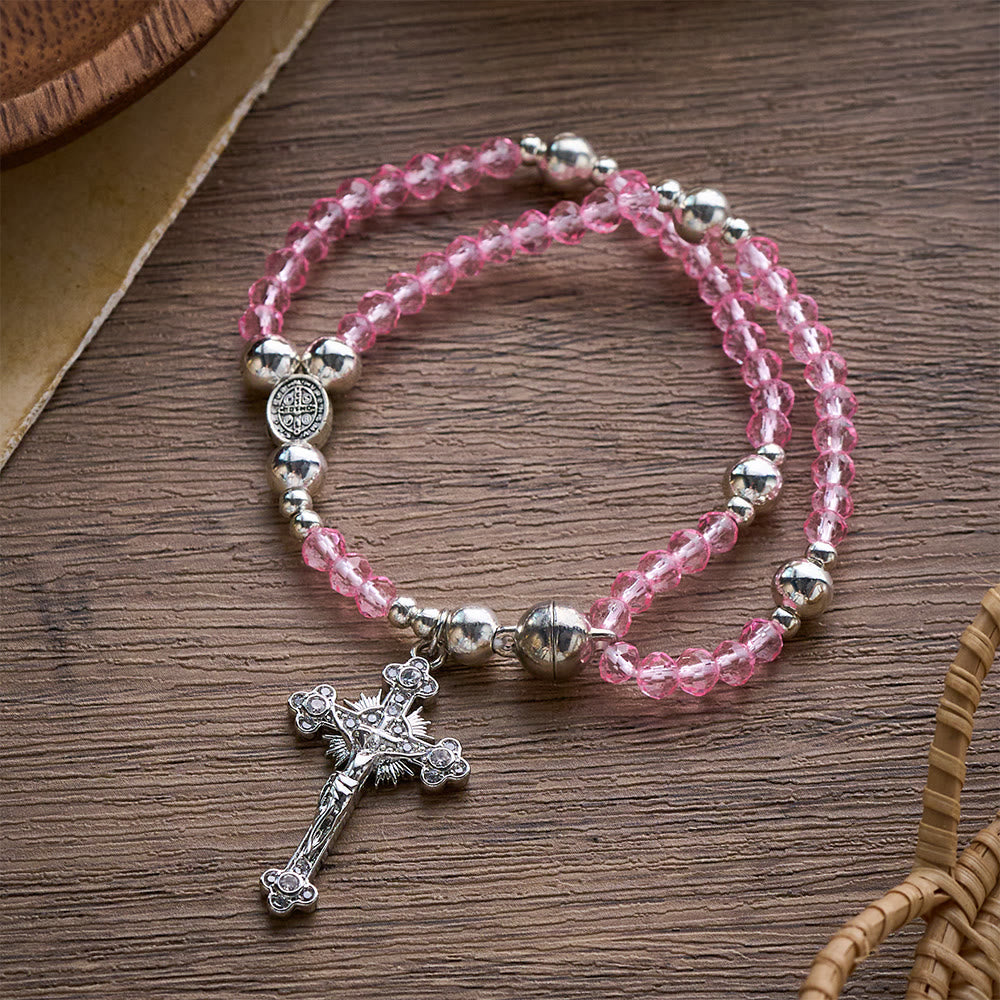 SolaceBeads Clear Crystal Rosary Bracelet With Rhinestone Studded Cross: Sparkling Devotion - image 16