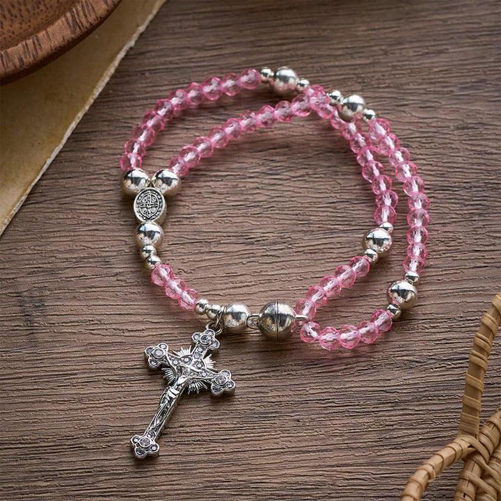 SolaceBeads Clear Crystal Rosary Bracelet With Rhinestone Studded Cross: Sparkling Devotion - image 16