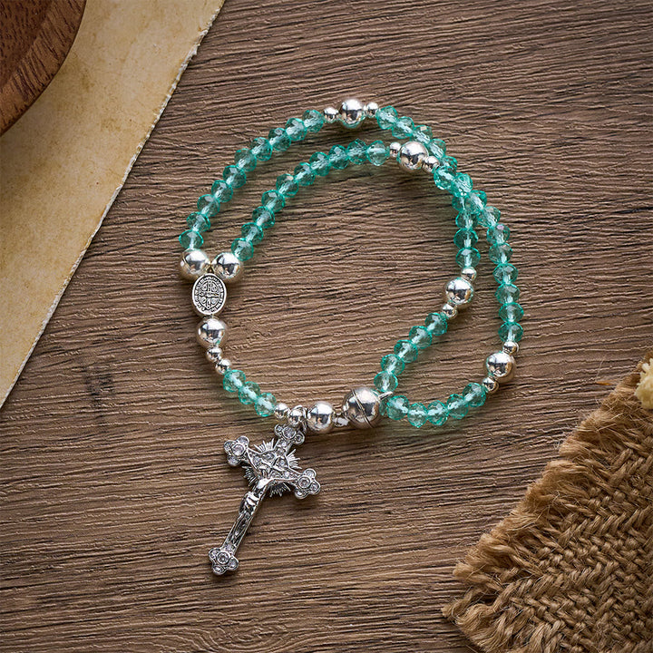 SolaceBeads Clear Crystal Rosary Bracelet With Rhinestone Studded Cross: Sparkling Devotion - image 20