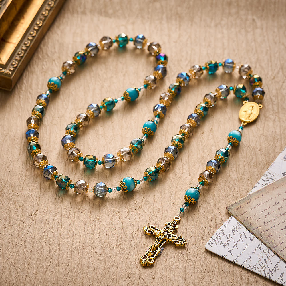 Solacebeads Ocean Tone Crystal Rosary With Filigree Crucifix: Rooted In Blessed Marian Devotion - image 8