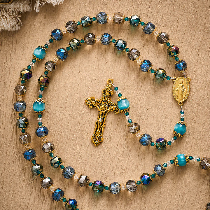 Solacebeads Ocean Tone Crystal Rosary With Filigree Crucifix: Rooted In Blessed Marian Devotion - image 6