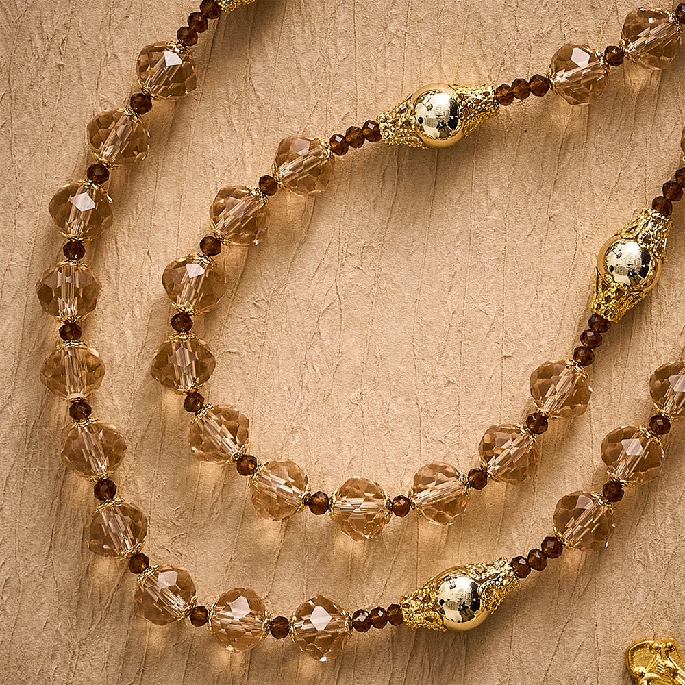 SolaceBeads Champagne Crystal Rosary, Metal Bead Accents, Maria Medal: Bright Shining Daily Devotion - image 6