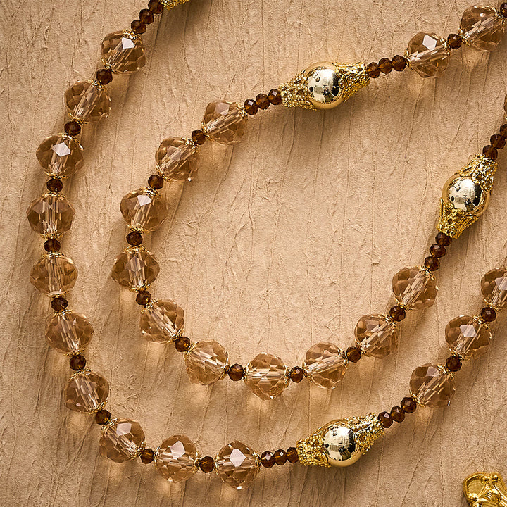 SolaceBeads Champagne Crystal Rosary, Metal Bead Accents, Maria Medal: Bright Shining Daily Devotion - image 6