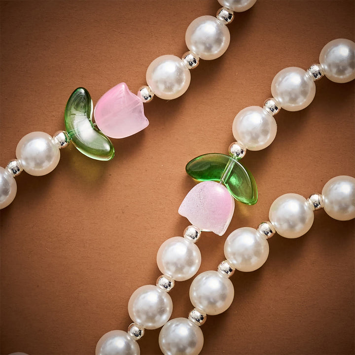 Solacebeads Soft Tulip Pearl Artistic Rosary &amp; Pink Enamel Crucifix: Pray With Marian Garden - image 2