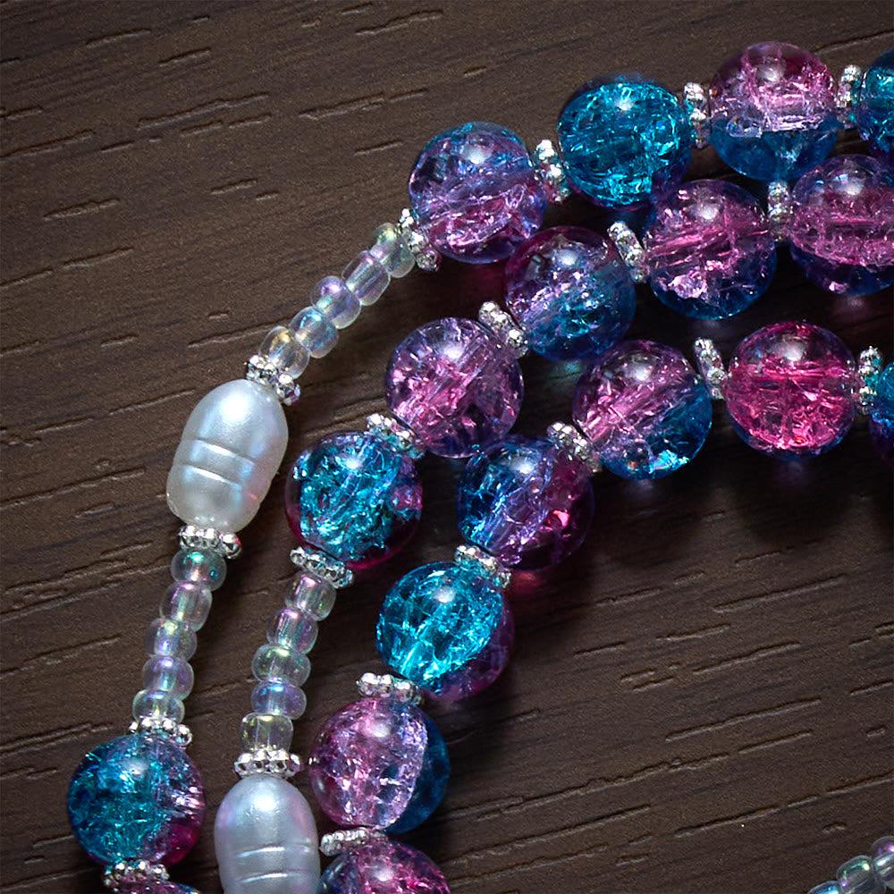 Solacebeads Blue-purple Crackle Glass Rosary With Crucifix: The Warm Devotion Of Madonna And Child  - image 2
