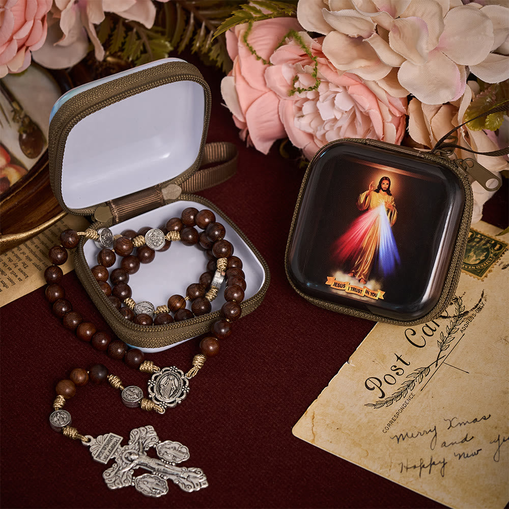 SolaceBeads Divine Mercy Rosary Case With Portable  Wrist Strap: Rooted in Merciful Devotion - image 1